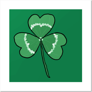 Clover. A pretty, beautiful, cute clover drawing, lucky design. Posters and Art